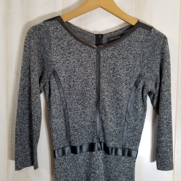 The Limited Gray Knit Dress Faux Leather Trim XS - Picture 2 of 4